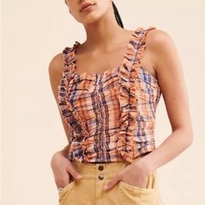 Verb by Pallavi Singhee Anthropologie Plaid Ruffle Corset top